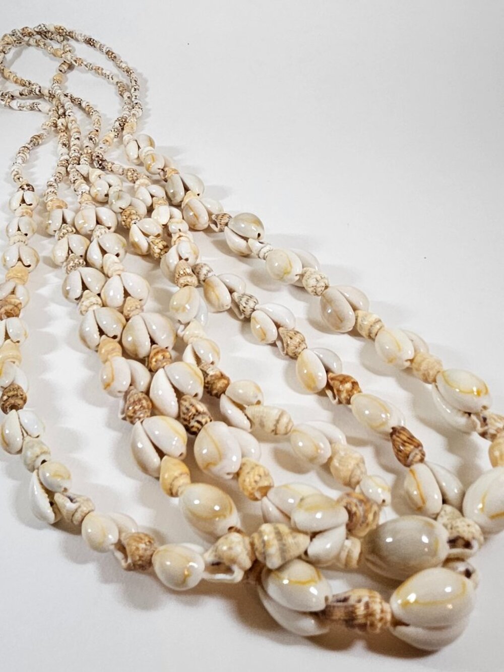 Hawaiian Shell Lei Necklace set of 3, 34in - wedding / graduation / luau / tiki